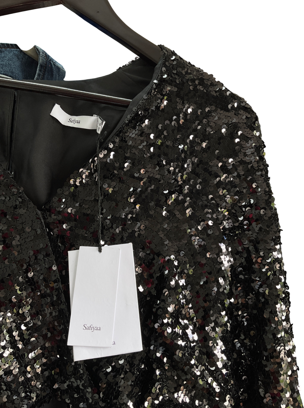 safiyaa Julianna Black Sequinned bodice Jumpsuit UK 14