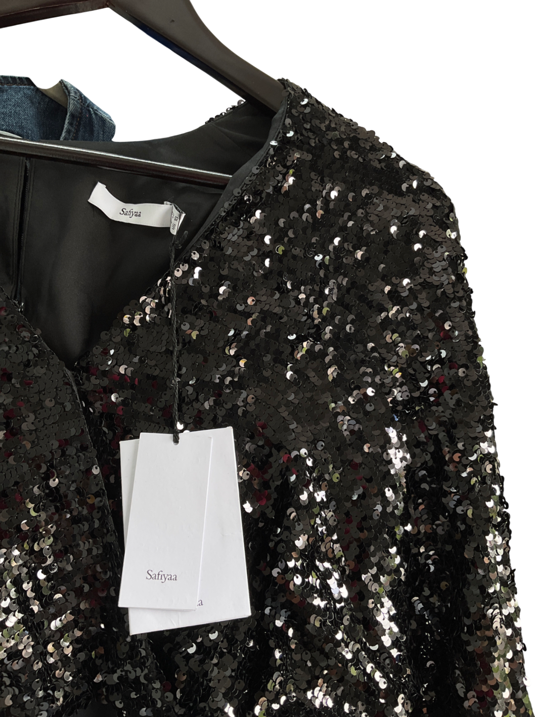 safiyaa Julianna Black Sequinned bodice Jumpsuit UK 14