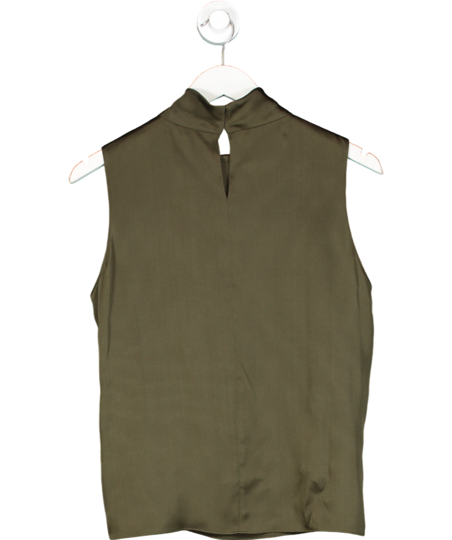 Lily Silk Green Asymmetrical Sleeveless Cowl Neck Top UK M