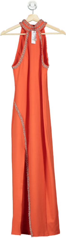 Karen Millen Orange Premium Embellished Ponte Jersey Midi Dress UK S