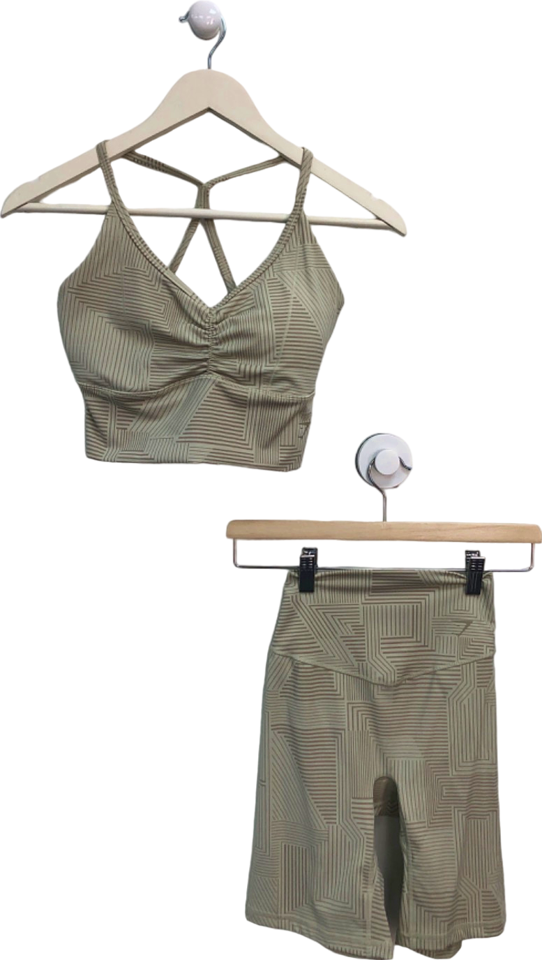 Gymshark Beige Strappy Sports Bra and Leggings Set UK S/XS