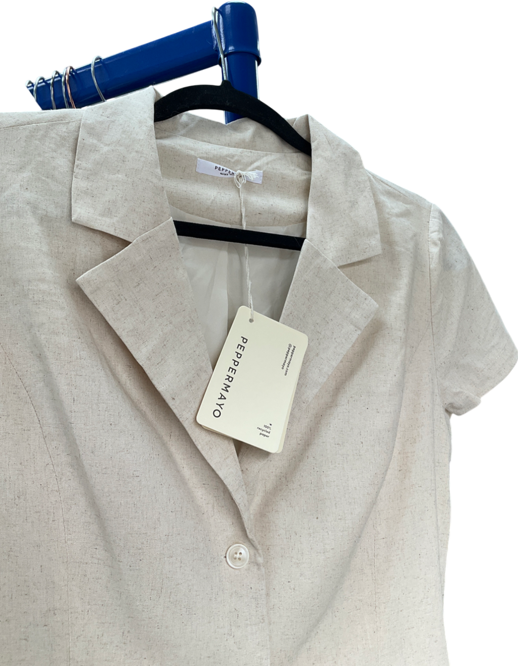 peppermayo Beige Russo Linen Mini Dress UK 8