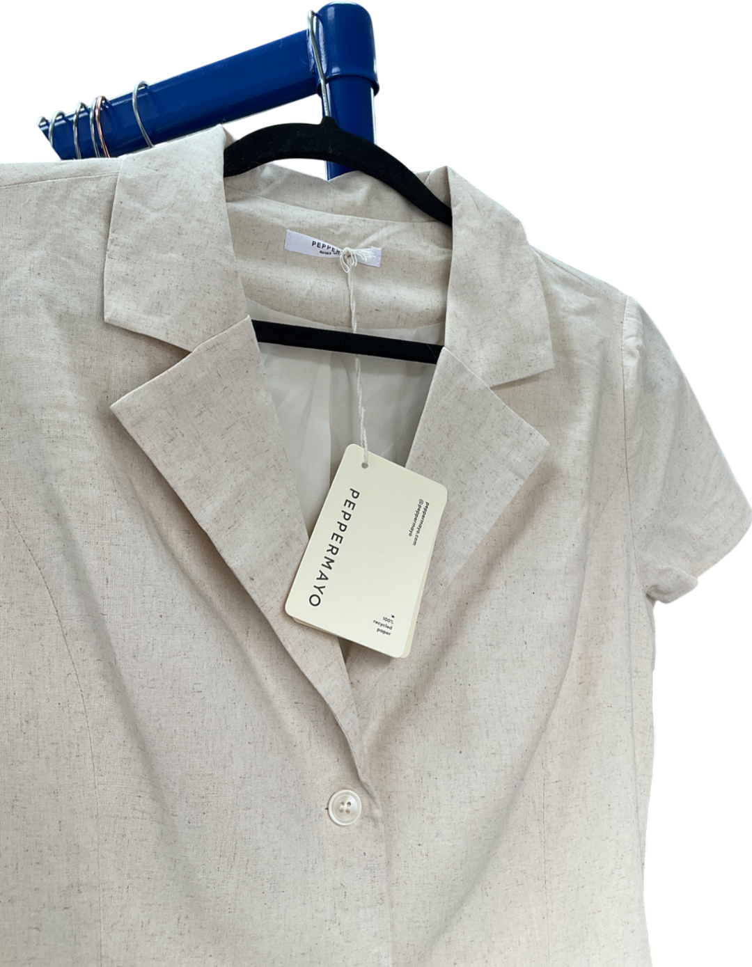 peppermayo Beige Russo Linen Mini Dress UK 8