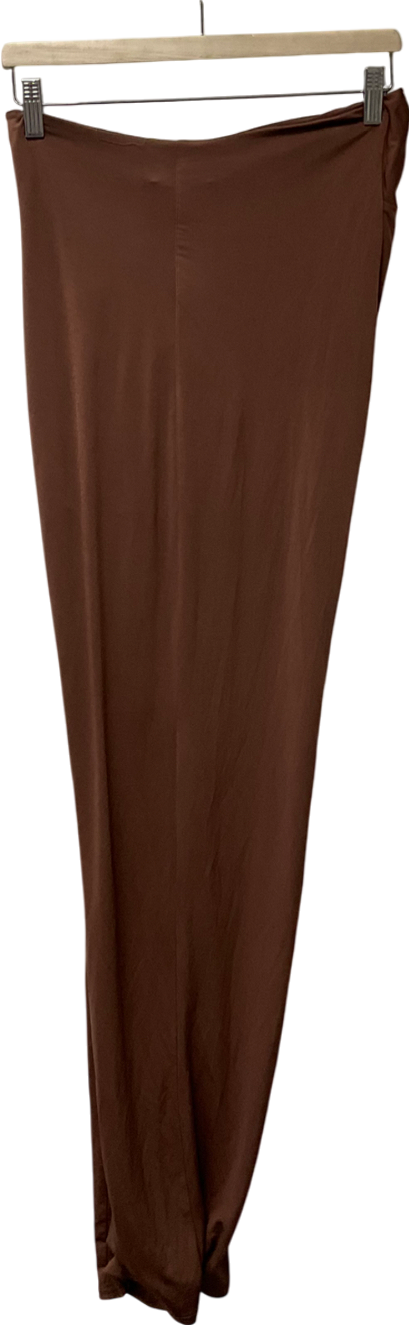 House of CB Brown Imogen Chocolate Jersey Twist Front Maxi Skirt UK S