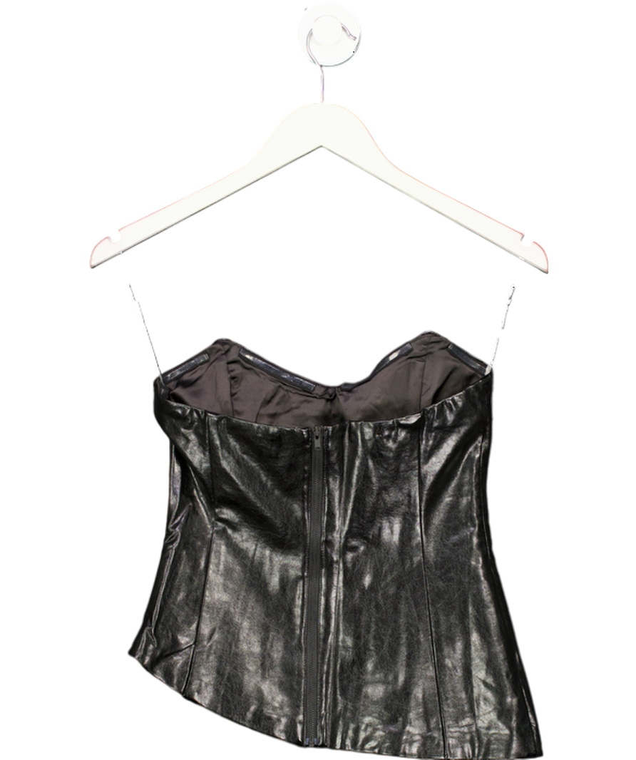 Meshki Black Faux Leather Corset Top UK XS