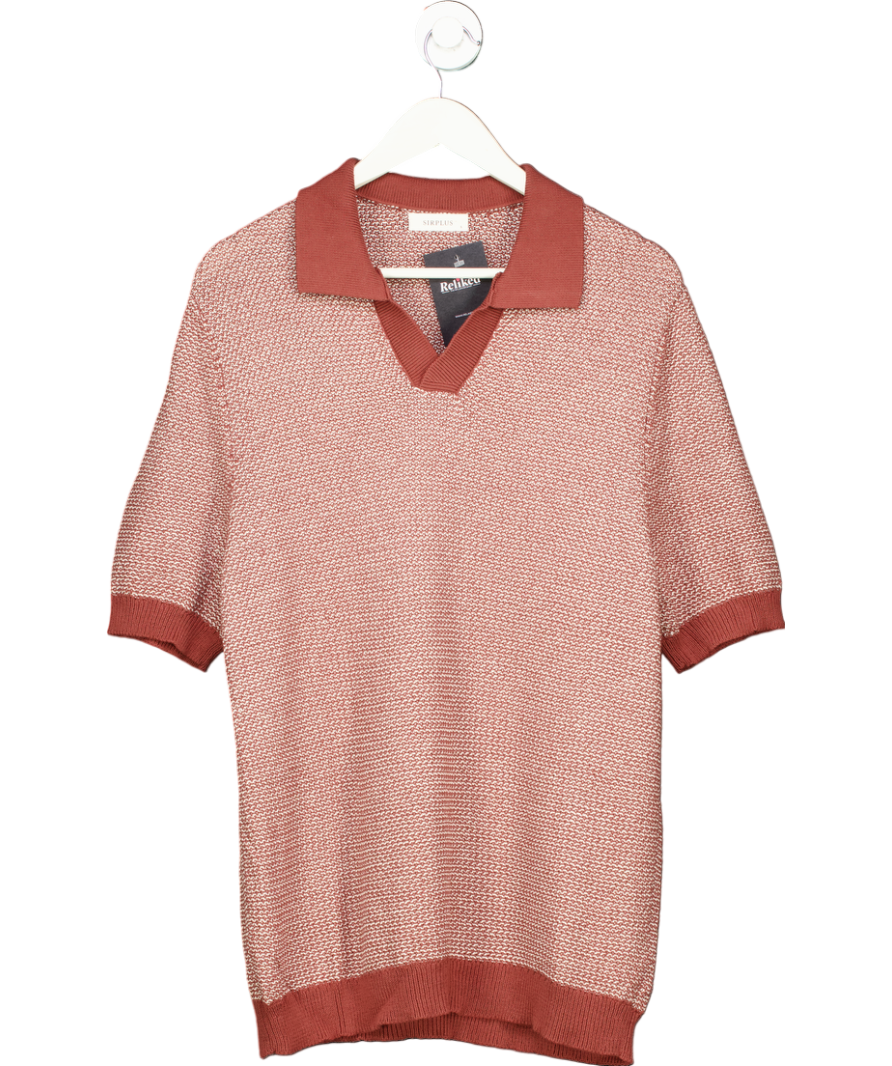 Sirplus Red Buttonless Knit Short Sleeve Polo UK S