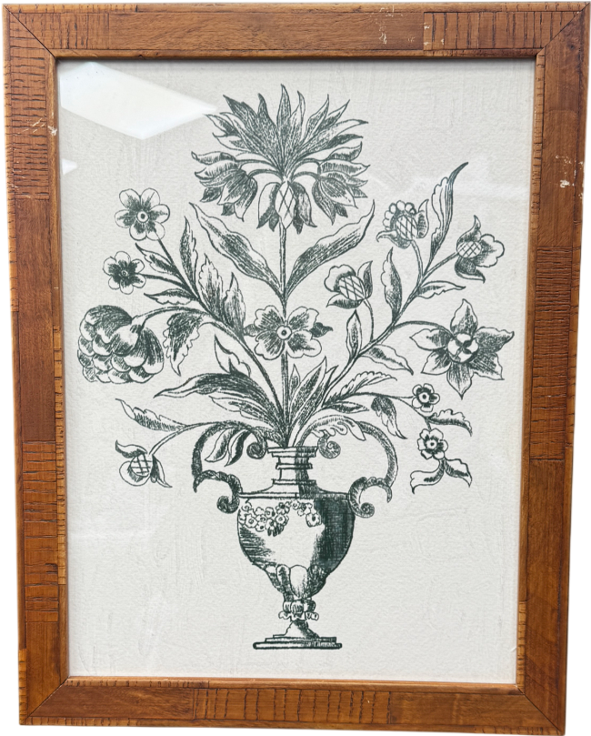 ARTFULLY WALLS Green Classic Flower Vase Framed Print By Ruti Shaashua