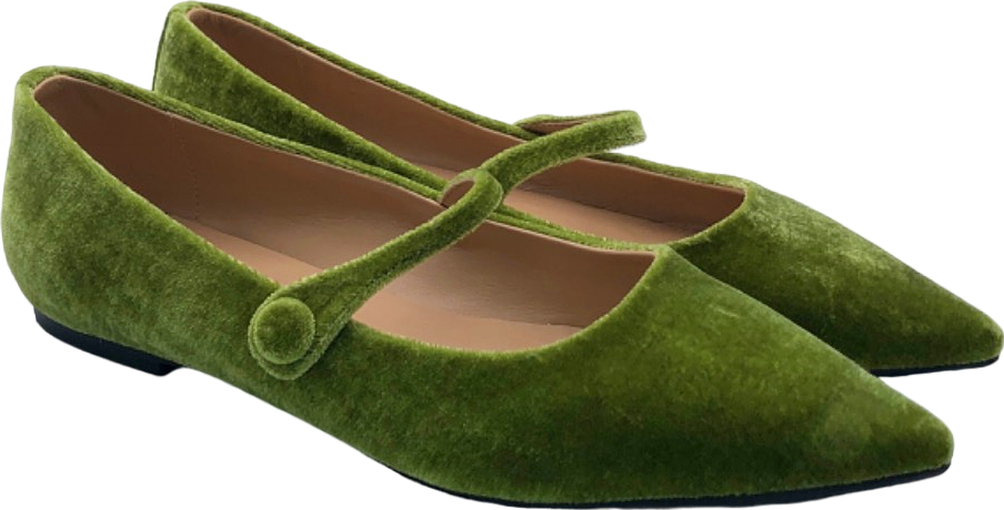 Age of Innocence Green Velvet Mary Jane Flats EU 41 UK 7.5