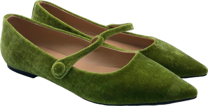 Age of Innocence Green Velvet Mary Jane Flats EU 41 UK 7.5