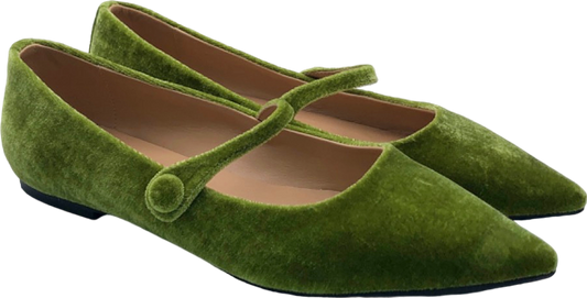 Age of Innocence Green Velvet Mary Jane Flats EU 41 UK 7.5