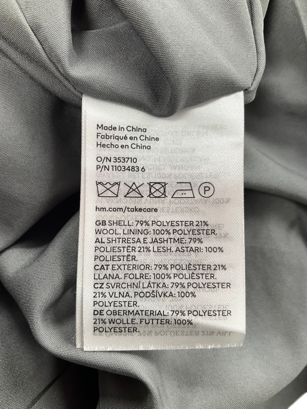 H&M Grey Brushed Wool Blend Jacket UK XS