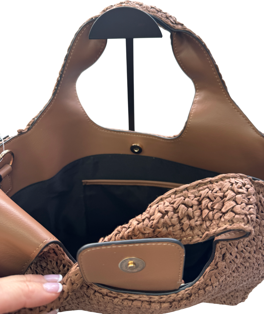 M&S Brown Straw Top Handle Bag One Size