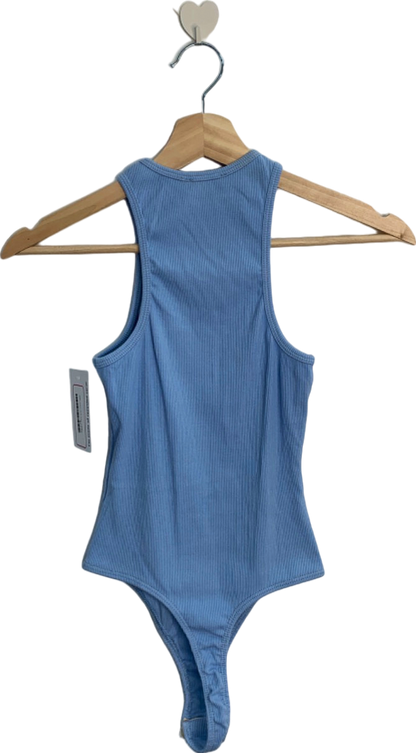 Fashion Nova Light Blue Ribbed Bodysuit XS