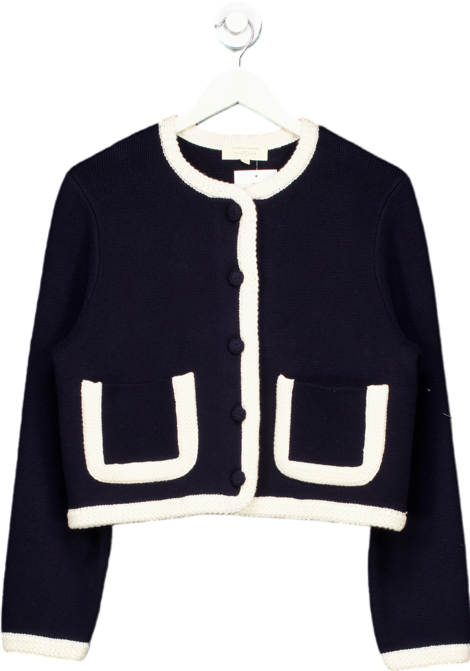Sézane Navy & White Cardigan UK M