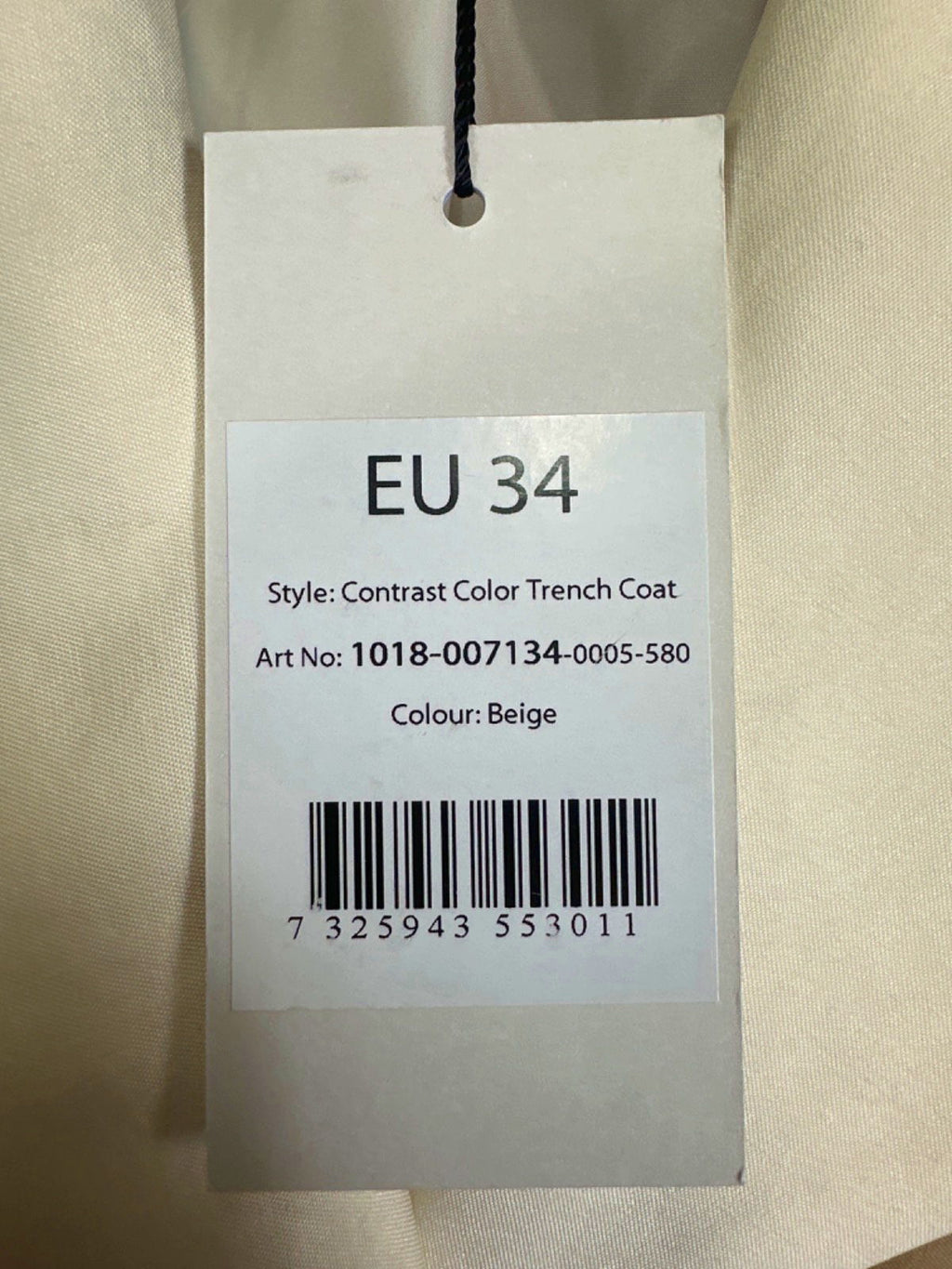 NA-KD Beige Contrast Colour Trench Coat UK XS