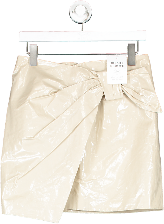 Isabel Marant Cream Leather Look Mini Skirt With Knot Detail UK M