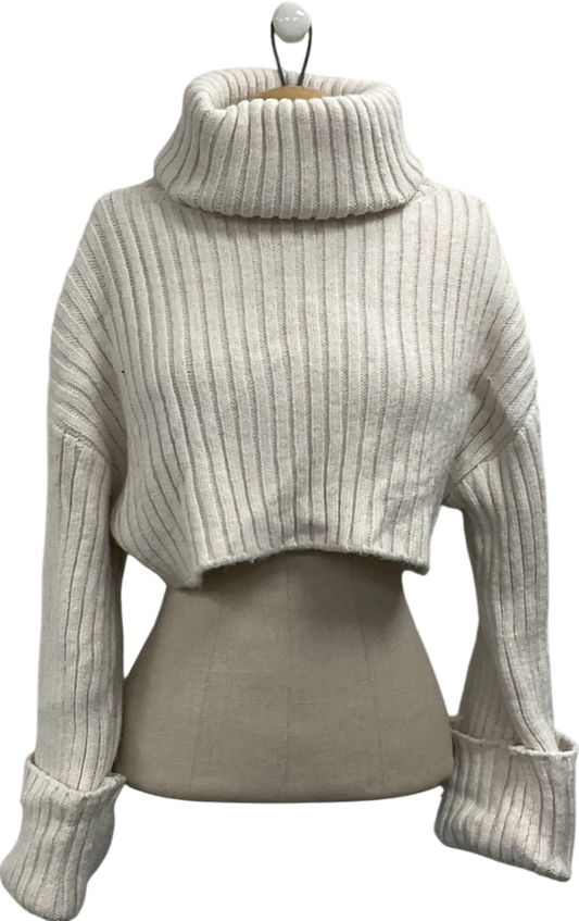 ZARA White Soft Knit High Neck Sweater UK S