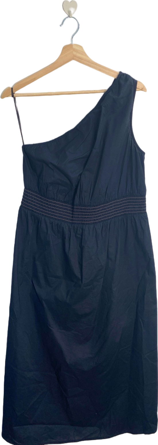 M&S Black One Shoulder Cotton Dress Size 12