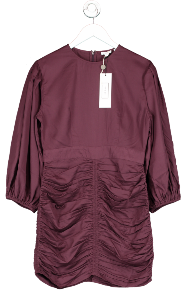 Rhode Resort Purple Ruched Tencel-twill Long Sleeve Mini Dress BNWT UK M