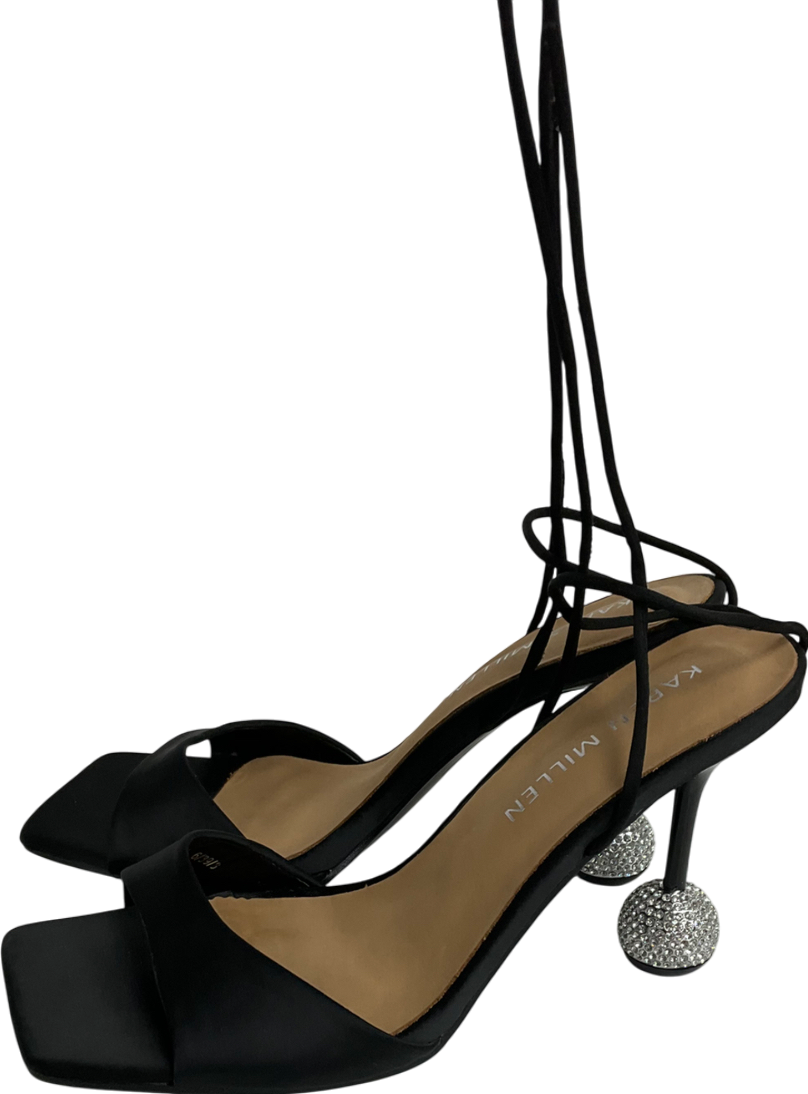 Karen Millen Black Crystal Ball Strappy Heel UK 6 EU 39 👠