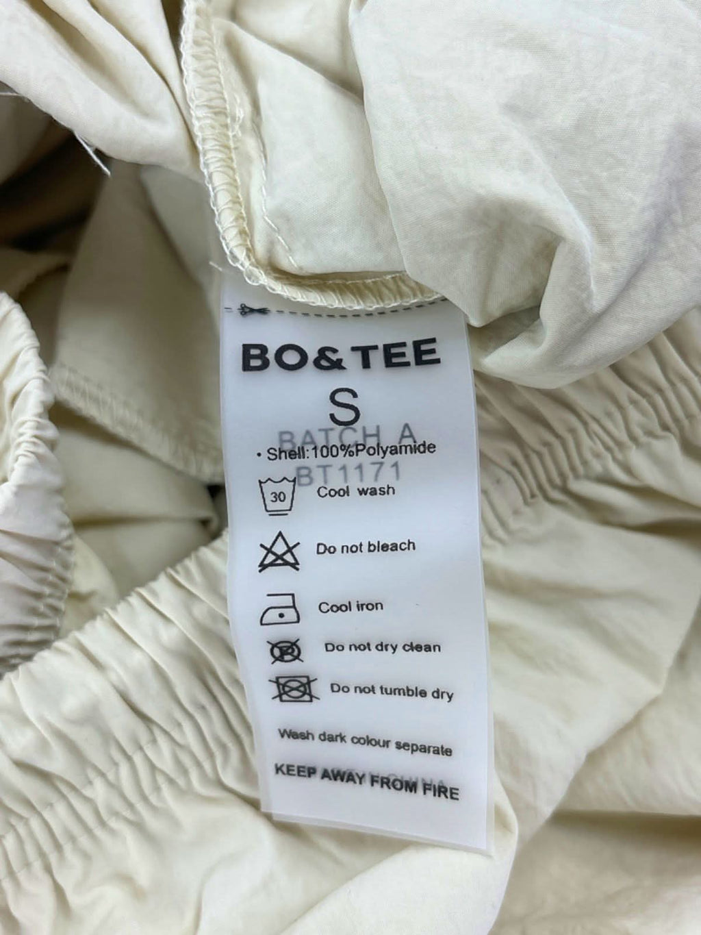 Bo&Tee Cream Batha Polyamide Cargo Trousers UK S