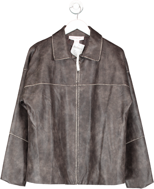 Lisa Says Gah Brown Macey Leather Look Jacket UK XS/S