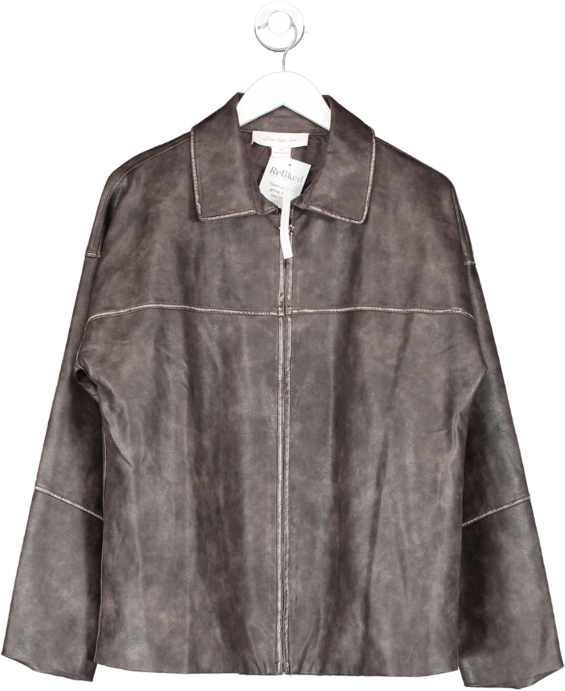 Lisa Says Gah Brown Macey Leather Look Jacket UK XS/S
