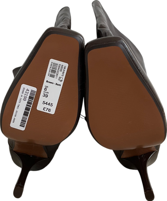 River Island Brown Square Toe High Keg Boots UK 6 EU 39 👠