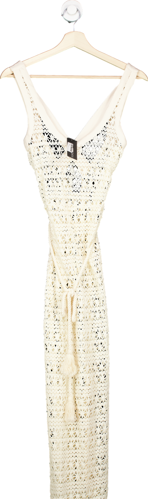 Fashion Nova Ivory Laguna Crochet Maxi Dress Size S