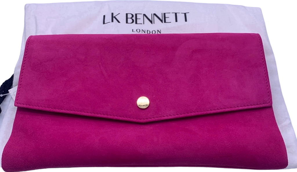 LK Bennett Bright Burgundy Suede Layla Clutch Bag