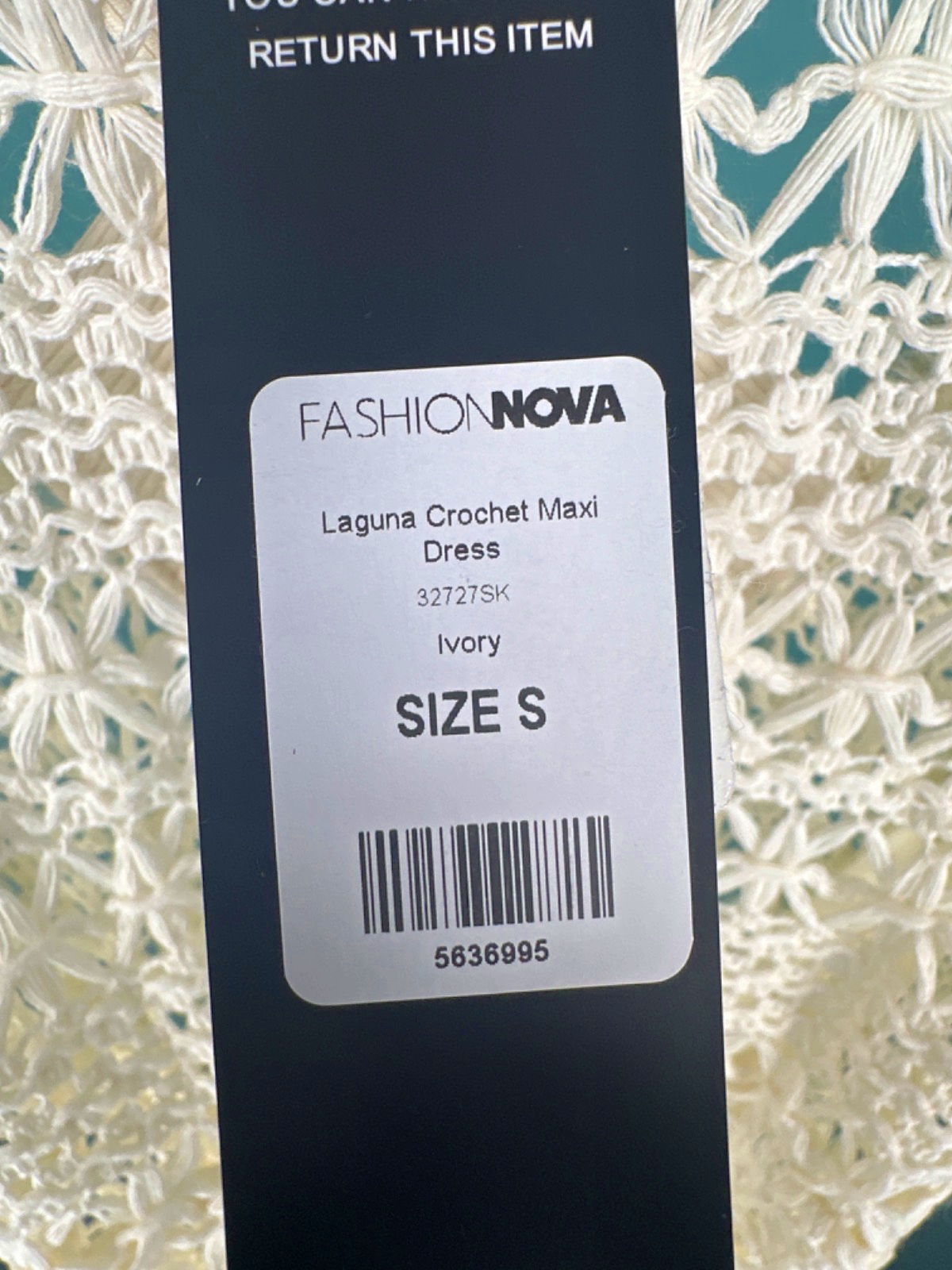 Fashion Nova Ivory Laguna Crochet Maxi Dress Size S