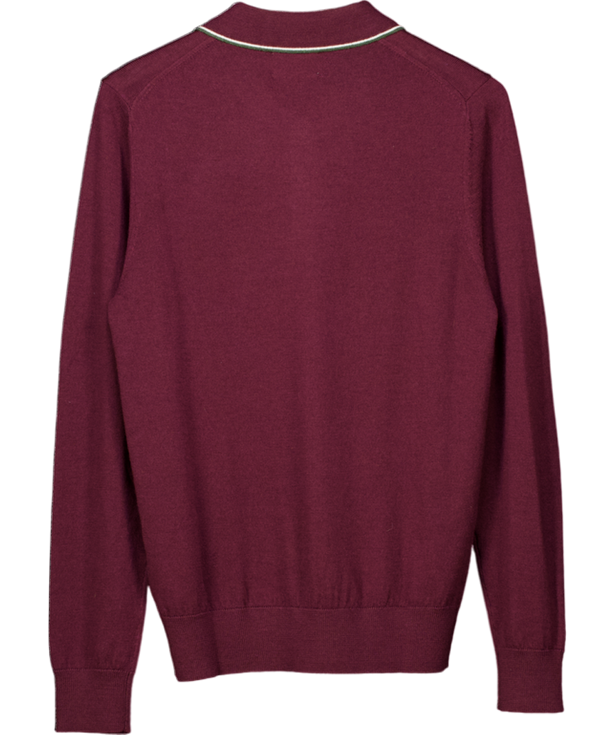 Ben Sherman Red Tipped Merino Wool Polo In Dark Wine UK S