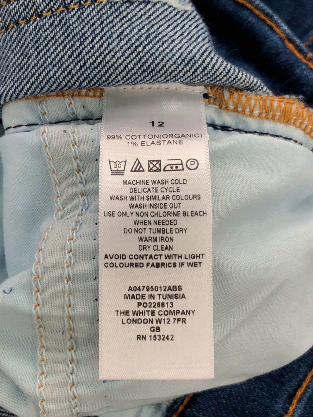 The White Company Blue Marlow Straight Fit Jeans UK 12