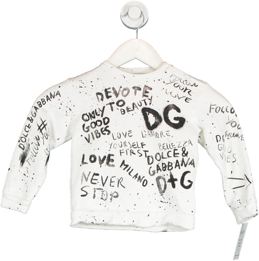 Dolce & Gabbana White Graffiti Print Jumper 18-24 Months