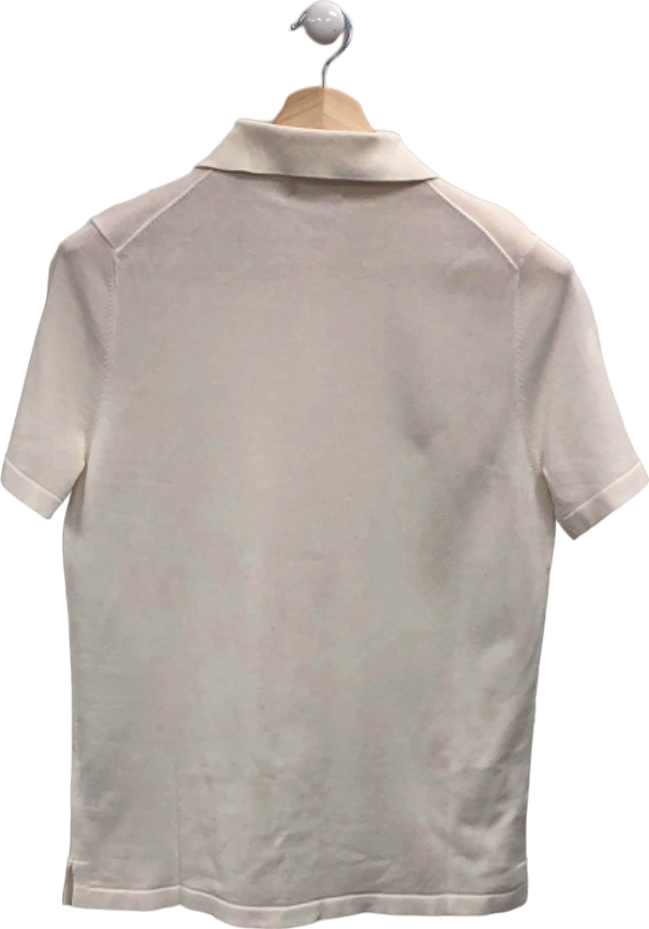 SUITSUPPLY Off-White Californian Cotton & Mulberry Silk Polo Cardigan UK M
