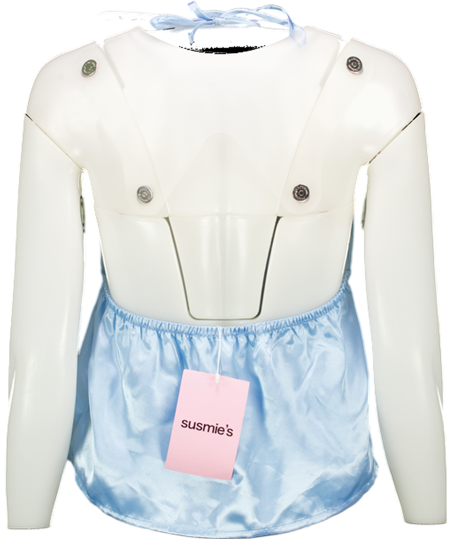 Susmie's Blue Satin Halterneck Tie Front Top UK M