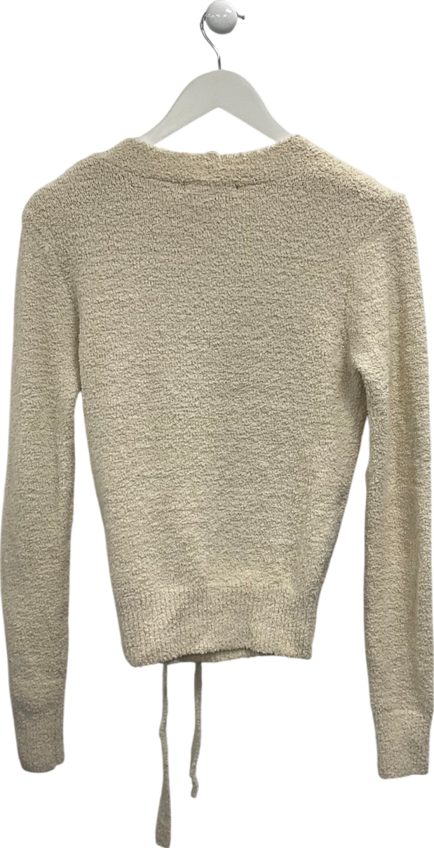 My Jewellery Cream Fluffy Wrap Over Cardigan UK S