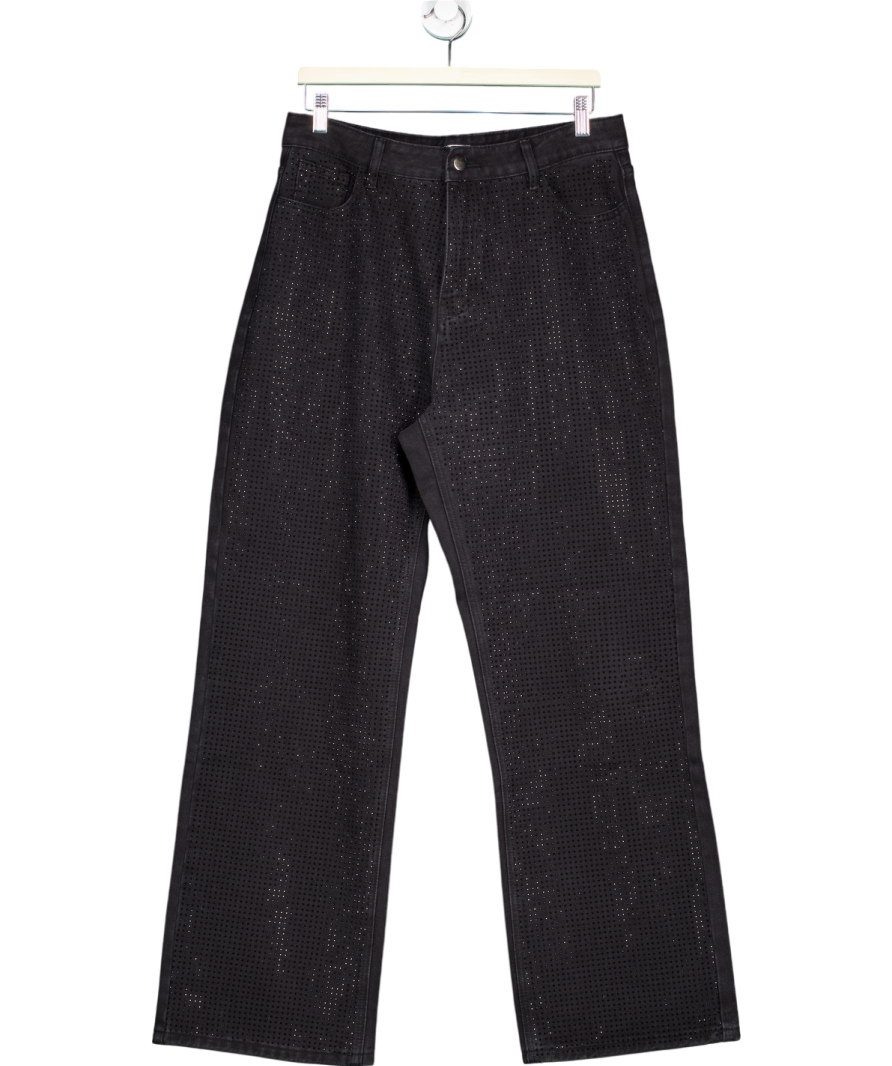 Rela Rela Black Loose Fit Rhinestone Jeans UK XL