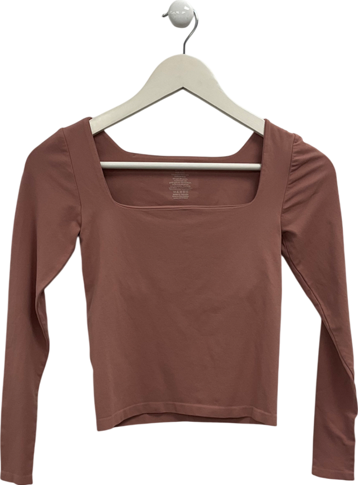 Free People Pink Clean Lines Long Sleeve Top with shelf bra UK M/L