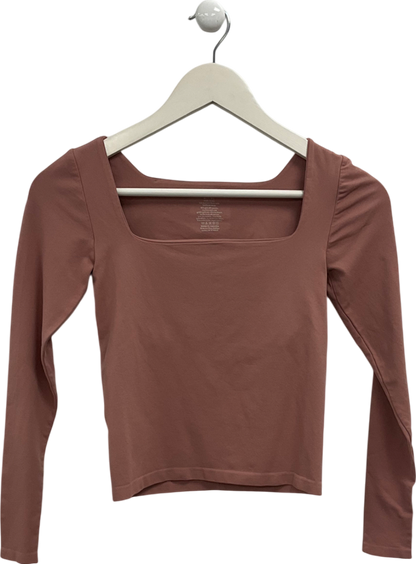 Free People Pink Clean Lines Long Sleeve Top UK M/L