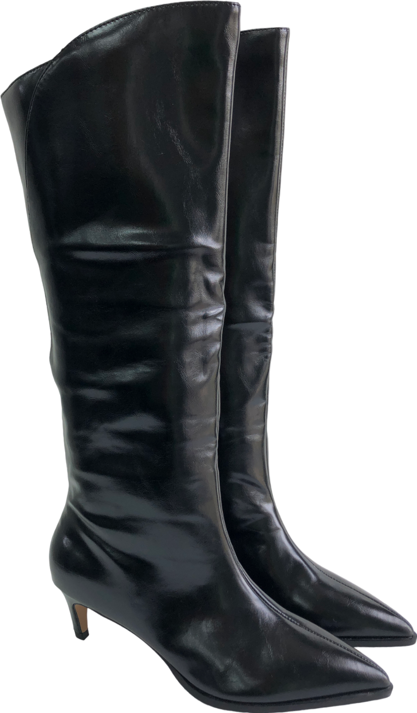 Next Black Kitten Heel Knee High Boots UK 5 EU 38 👠
