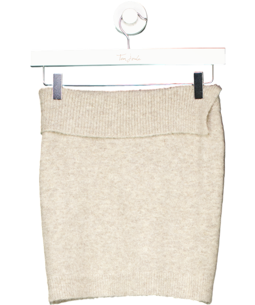 Ruve Beige Selva Button Detail Fold Down Mini Skirt UK XS