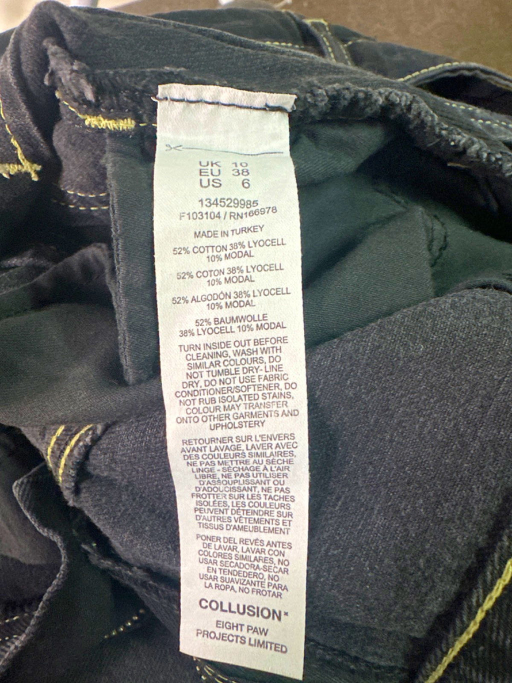 Collusion Black Pleated Denim Skirt UK 10