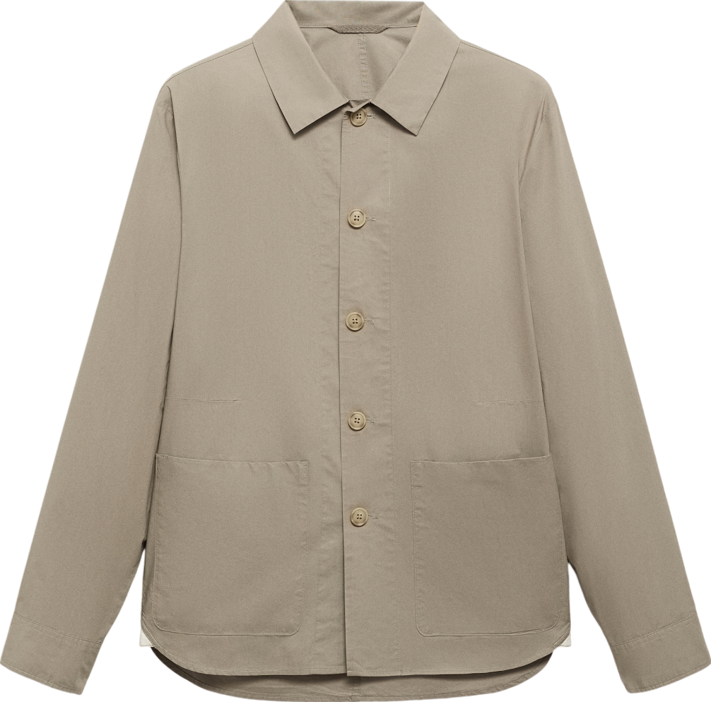 MANGO Beige 100% Cotton Poplin Overshirt UK XL