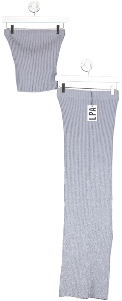 LPA Grey Nara Knit Maxi Skirt & Tube Top UK XS