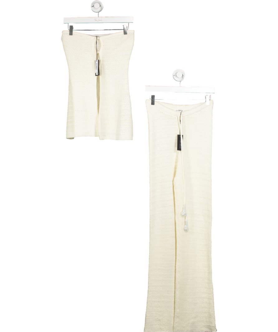 4th & Reckless Cream Gigi Crochet Knit Bandeau Top And Trouser UK 8