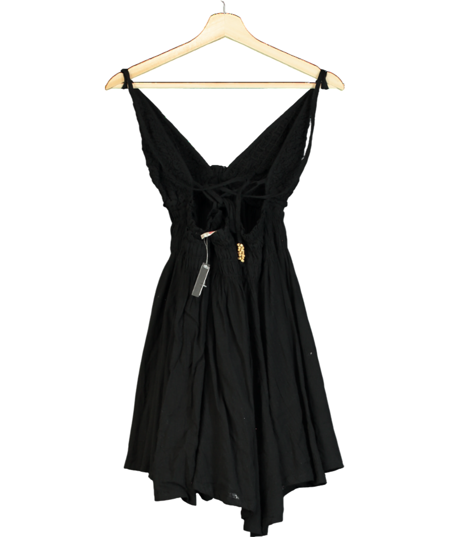 Free People Black Cotton Mini Dress UK L