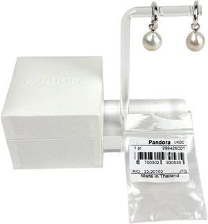 Pandora Sterling Silver Treated Freshwater Cultured Baroque Pearl Hoop Earrings