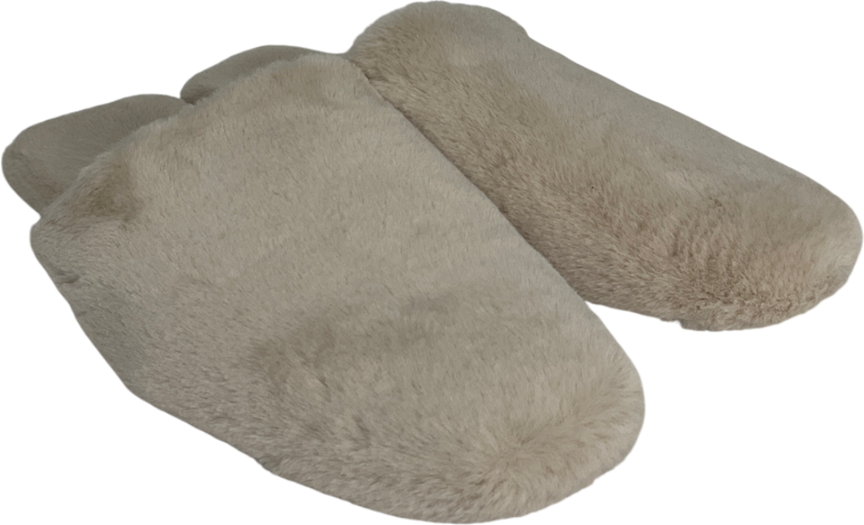 M&S Cream Faux Fur Mule Slippers UK 8 EU 41