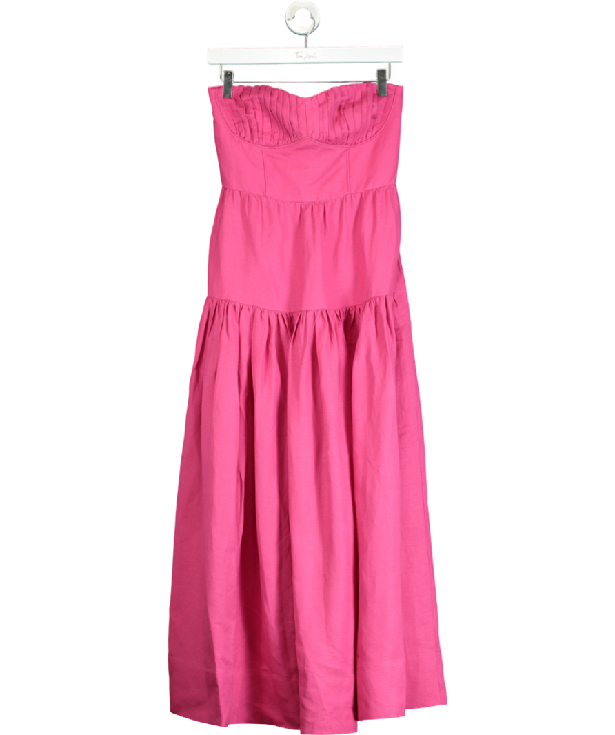 Shona Joy Pink Gathered Midi Dress UK 8